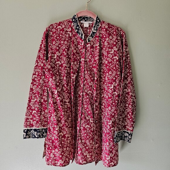 Josie Natori Vintage Asian Inspired Blouse Size Petite - Picture 1 of 4
